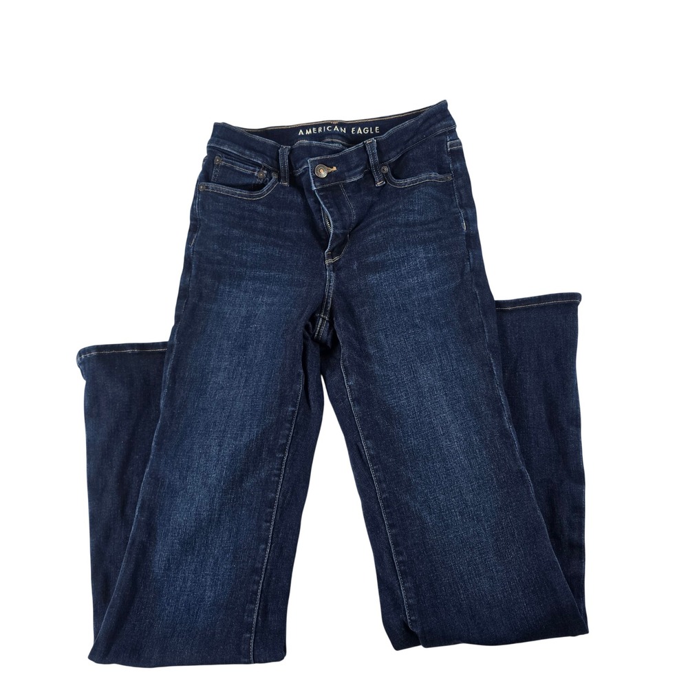 American Eagle Super High-Rise Flare Jeans Dark Wash Next Level Stretch Size 4